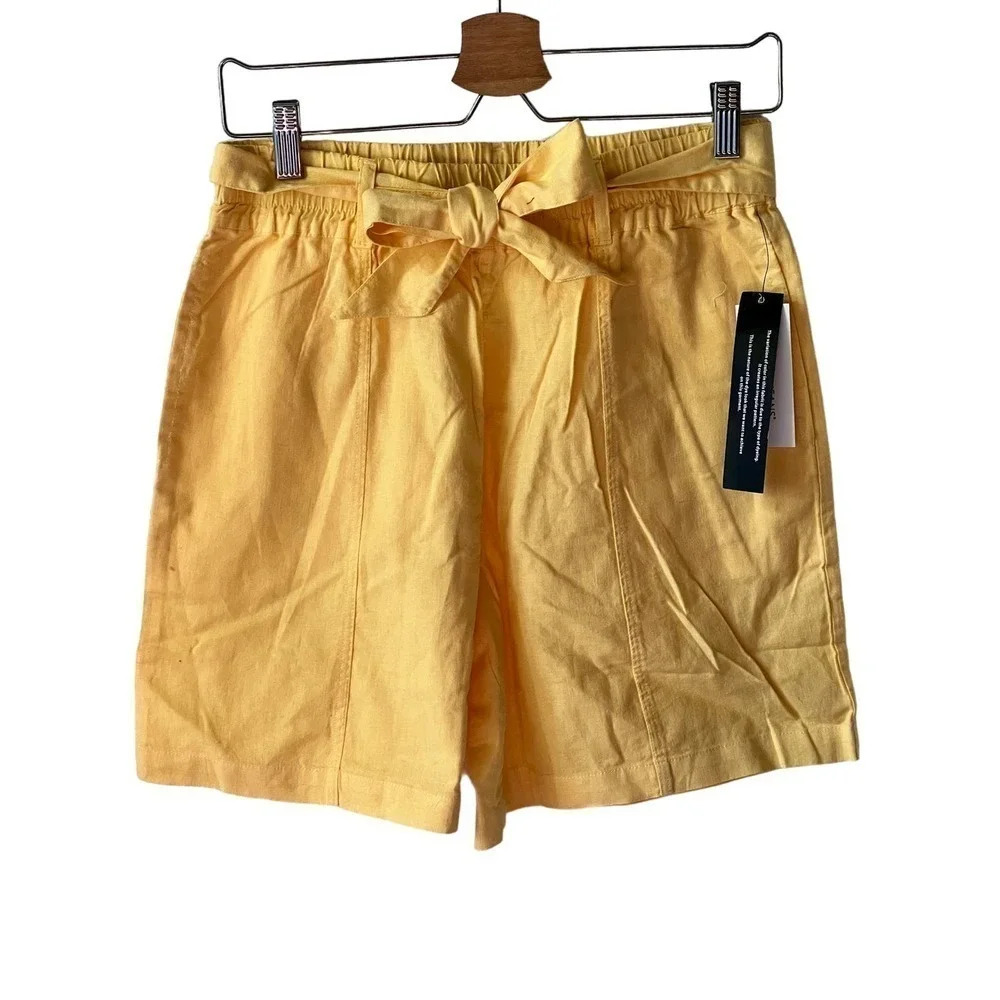 Tribal Yellow Tie-Waist Jean Shorts